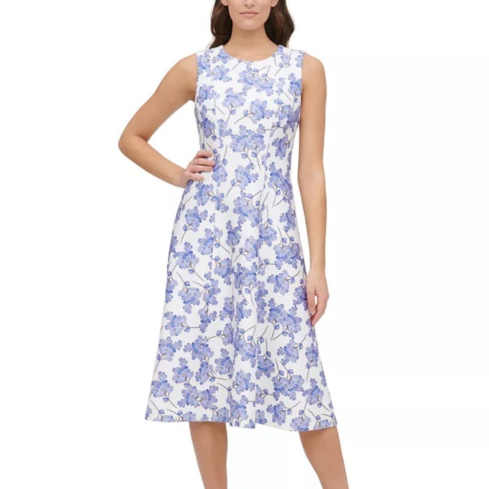 NWT Tommy Hilfiger Blue Blossom Floral Print Dress Wedding Guest